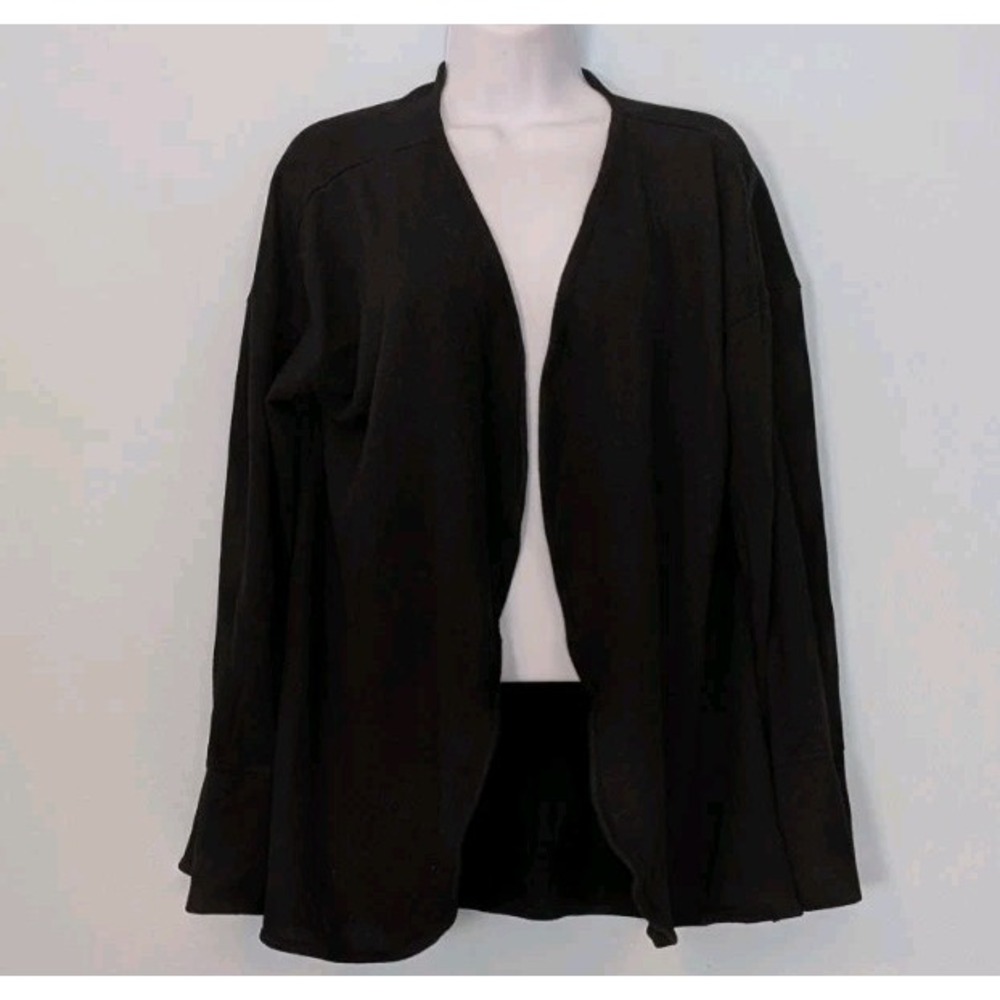 Lane Bryant Open Cardigan Sweater Women's 1X Black 14/16 Casual Thumb Holes